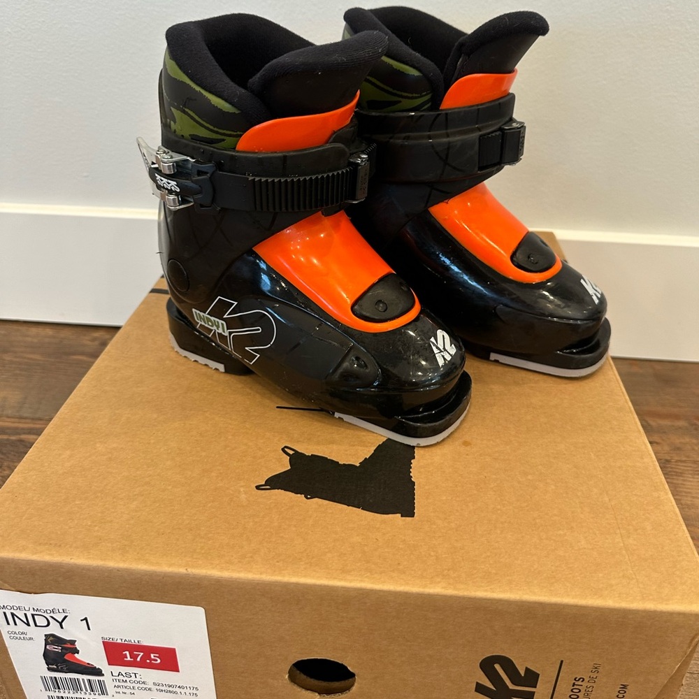 K2 Indy 1 Black and Orange kids Ski Boots